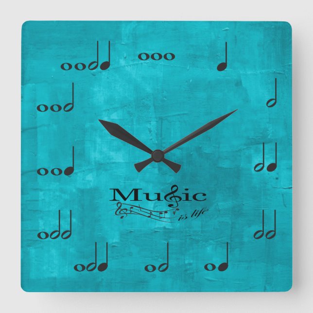 Personalised Music Notes - Music is Life Square Wall Clock (Front)