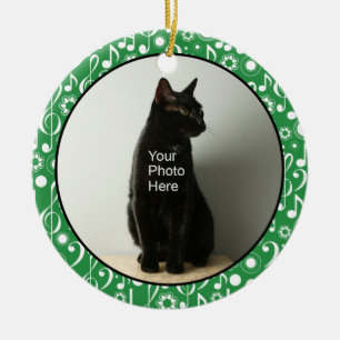Personalised Music Notes Photo Ornament - Green