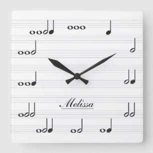Personalised Music Notes Square Wall Clock