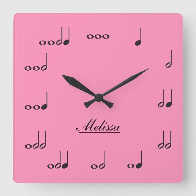 Personalised Music Notes Square Wall Clock (Front)