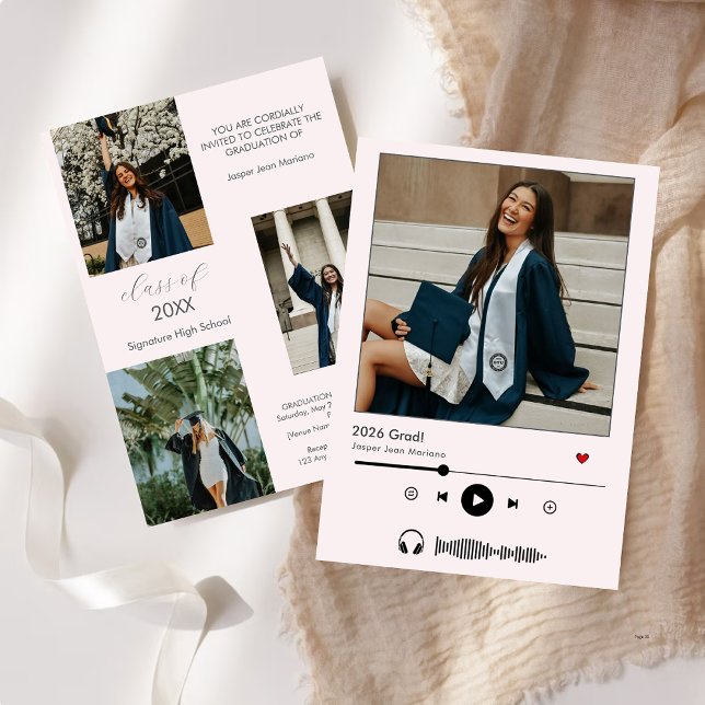 Personalised Music Player Class of 2025 graduation Invitation (Creator Uploaded)