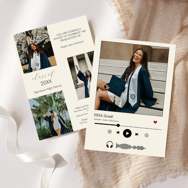 Personalised Music Player Class of 2025 graduation Invitation (Creator Uploaded)
