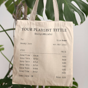 Personalised Music Playlist - Song Receipt Tote Bag