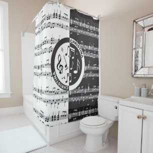 Personalised music score design shower curtain