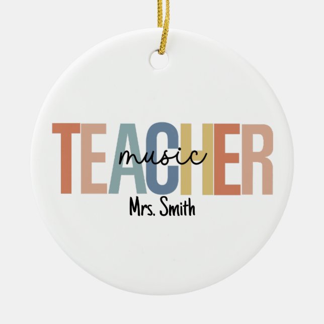 Personalised Music Teacher Christmas Ceramic Ornament (Front)