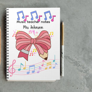 Personalised music teacher, music note coquette  notebook