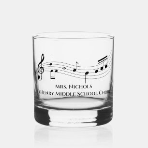 Personalised Music Teacher Musical Notes Whiskey Glass