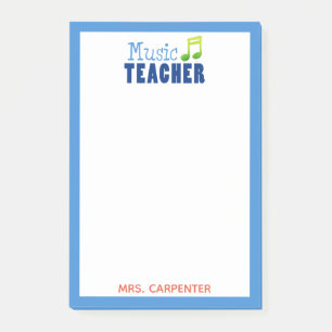 Personalised Music Teacher Post-it Notes