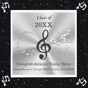 Personalised Music Themed Graduation Party Napkins