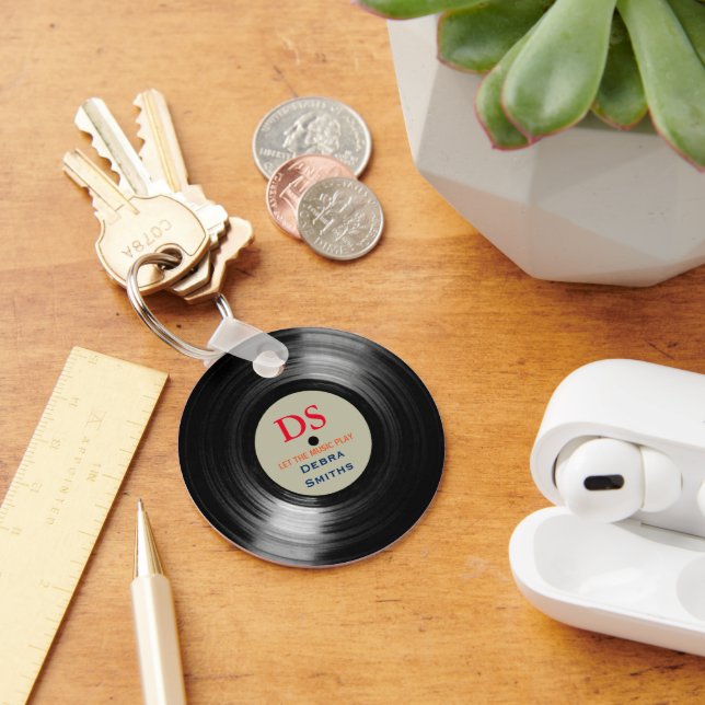 Personalised music vinyl record key ring (Desk)
