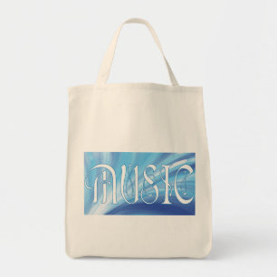 Personalised MUSIC with blue swirl tote Bag