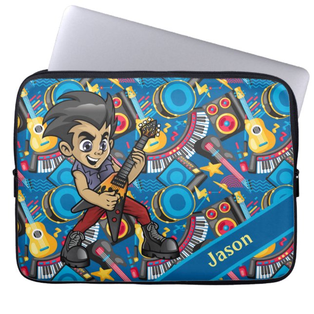 Personalised Musical Cartoon  Laptop Sleeve (Front)