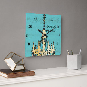 Personalised Musical Note Chandelier Any Colour Square Wall Clock