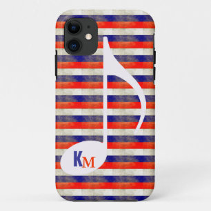 personalised musical note stripes iPhone 11 case