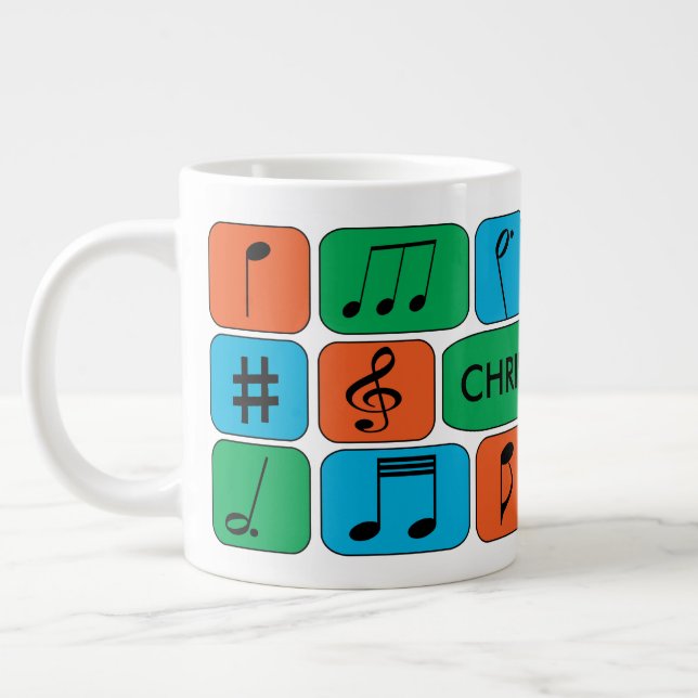 Personalised Musical Notes Large Coffee Mug (Left)