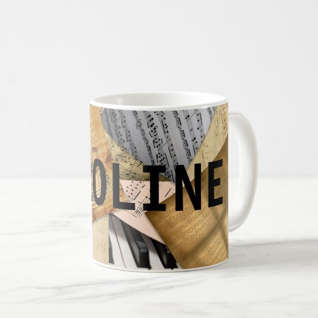 Personalised Musical Notes Piano Sheet  Music Coffee Mug (Front Right)