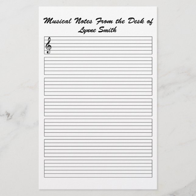 Personalised Musical Notes Stationery (Front)