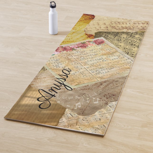 Personalised Musical Notes Vintage Yoga Mat (In Situ)