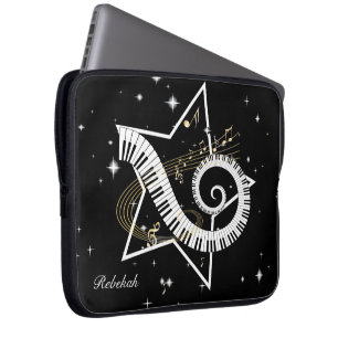 Personalised Musical Star golden notes Laptop Sleeve