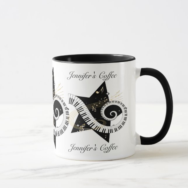 Personalised Musical Star golden notes Mug (Right)
