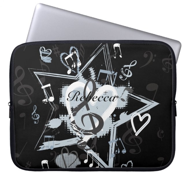 Personalised Musical Star notes designer pattern Laptop Sleeve (Front)
