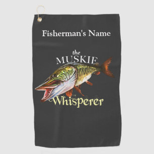 Personalised Muskie Whisperer Dark Fishing Towel
