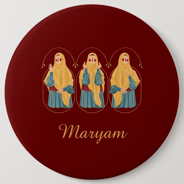 Personalised Muslimah Illustration Button (Front)
