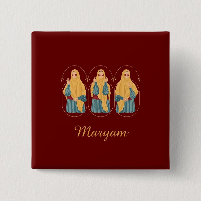 Personalised Muslimah Illustration Button (Front)