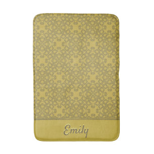 Personalised Mustard Yellow Pattern Bath Mat