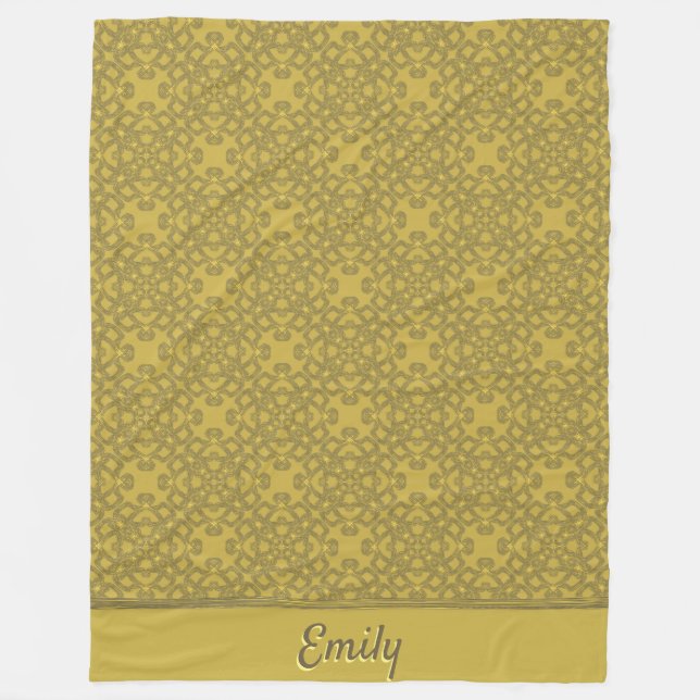 Personalised Mustard Yellow Pattern Fleece Blanket (Front)