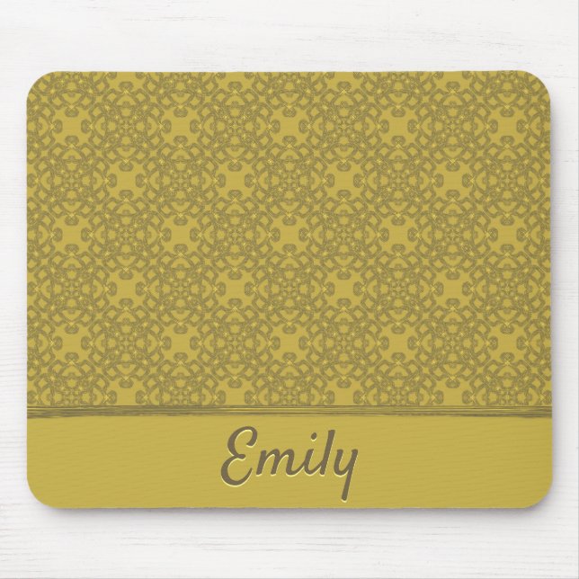 Personalised Mustard Yellow Pattern Mouse Pad (Front)