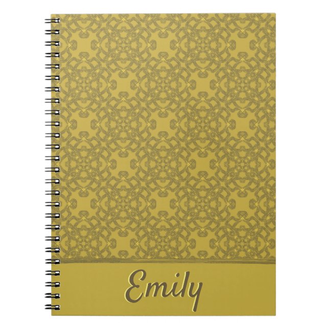 Personalised Mustard Yellow Pattern Notebook (Front)