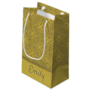 Personalised Mustard Yellow Pattern Small Gift Bag