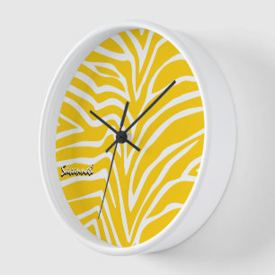 Personalised Mustard Yellow Zebra Any Colour Clock