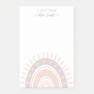 Personalised Mute Pink Boho Rainbow Calligraphy Post-it Notes