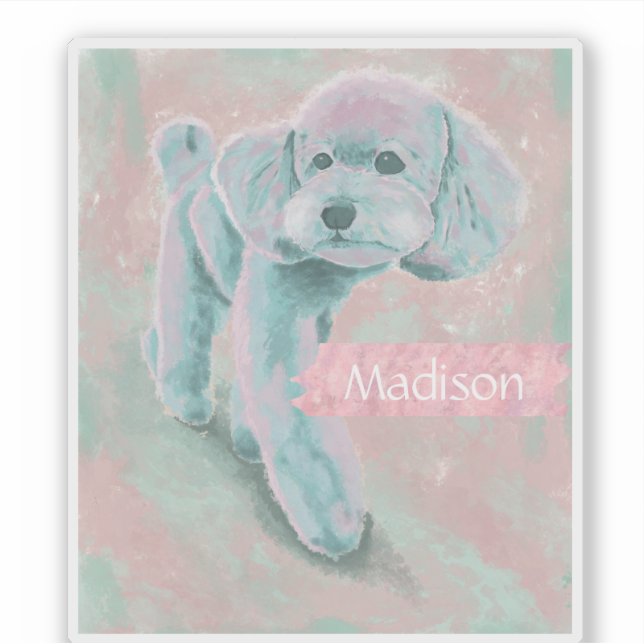 Personalised Muted Pastel Poodle Illustration (Front)
