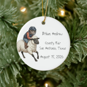 Personalised Mutton Bustin Boy  Ceramic Ornament