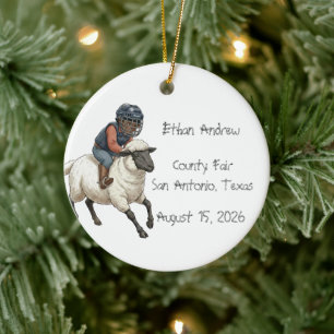 Personalised Mutton Bustin Rodeo Boy  Ceramic Ornament