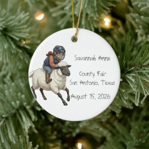 Personalised Mutton Bustin Rodeo Girls Ceramic Ornament