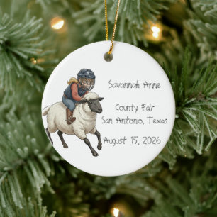 Personalised Mutton Bustin Rodeo Girls Ceramic Ornament