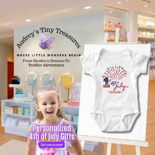 Personalised My 1st 4th of July Baby Bodysuit