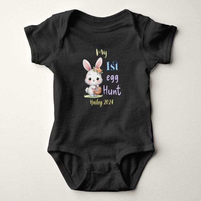 Personalised My 1st Egg Hunt Custom Easter Baby Bodysuit (Front)