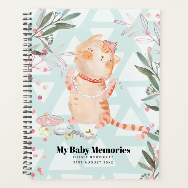 Personalised My Baby Memories Princess Kitten Lili Planner (Front)