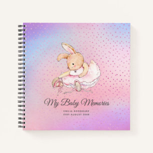 Personalised MY BABY MEMORIES - Rabbit Ballerina Notebook