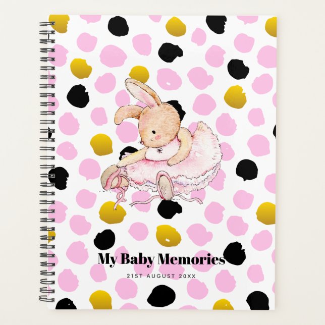 Personalised MY BABY MEMORIES - Rabbit Ballerina Planner (Front)