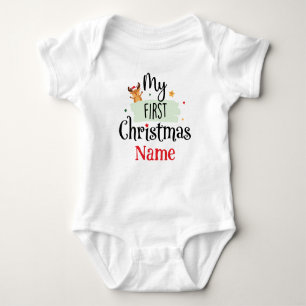 Personalised My First Christmas Cute Baby Bodysuit