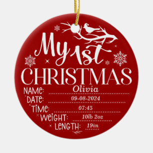 Personalised My First Christmas Details & Photo Ceramic Ornament