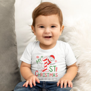 Personalised My First Christmas Outfit Snowman Baby T-Shirt
