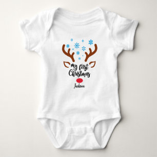 Personalised My First Christmas reindeer Baby Body Baby Bodysuit