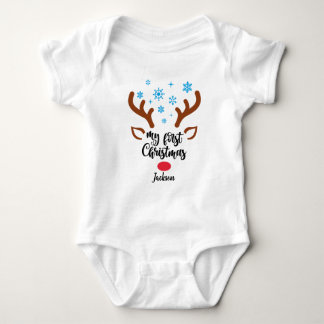 Personalised My First Christmas reindeer Baby Body Baby Bodysuit
